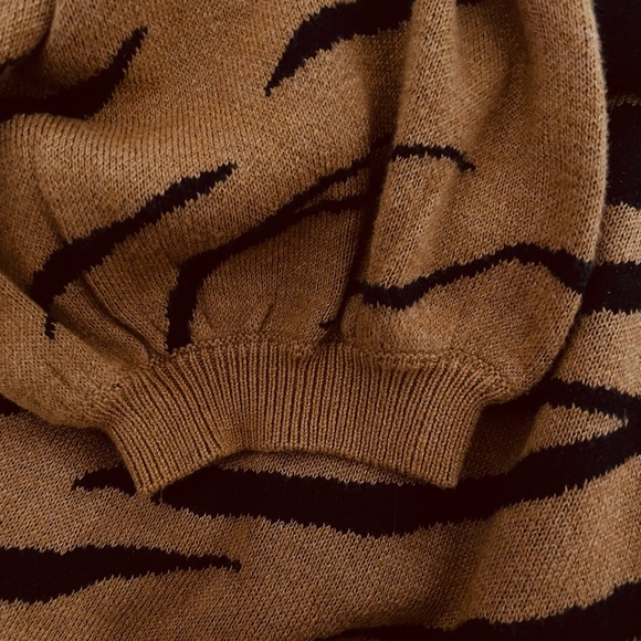 Who What Wear Knit Tiger Pattern Sweater Dress, Brown - Picture 8 of 10